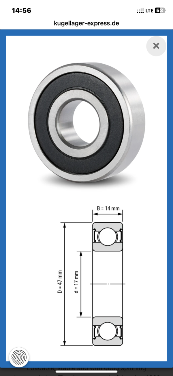 6303-2RS C3 Brand Rubber Seal Ball Bearing - Image 2